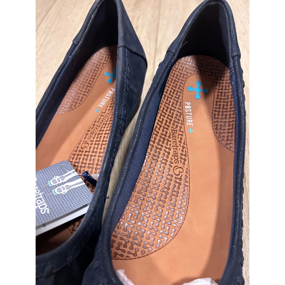 Baretraps Norma Navy Blue Posture+ Ballet Flats Womens 9.5M Pleated Wedge NEW - Picture 5 of 8